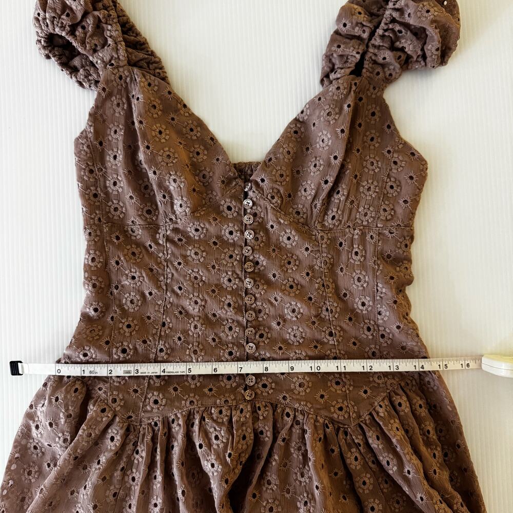 UO Kimchi Blue Eyelet Mini Dress Medium NWT Pink Cottagecore Balletcore Coquette - Picture 9 of 16